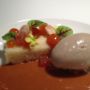 New Topolo Mole Tasting: Almond layer cake, canela IC, apricot "ate," mole almendrado (ancho,spices,apricot,tomato)