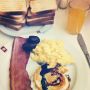 #Breakfast #Spain #Eggs #Bacon #Chorizo #Pancake #Break #Orange