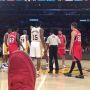 Kickin it courtside last night with @MettaWorldPeace @kobebryant & @jeffbeacher. Congrats #Lakers on an exciting win!