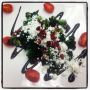 Warm kale salad, pomegranate glaze and feta. #lunchfeature  #yyc 
