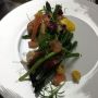 More from the Topping Rose lunch menu. Asparagus and picketed vegetable salad with Lobster and Orange purée 