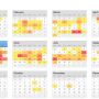 今日時点で決まってる今年のスケジュールの有無一覧。
こう見ると5、6、7月（直近3ヶ月）のスケジュール密度やばいな。。
