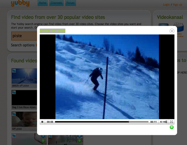 testing the Mobypicture implementation in Yubby with a ski video of @dulk